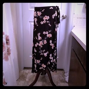 Floral faux wrap skirt